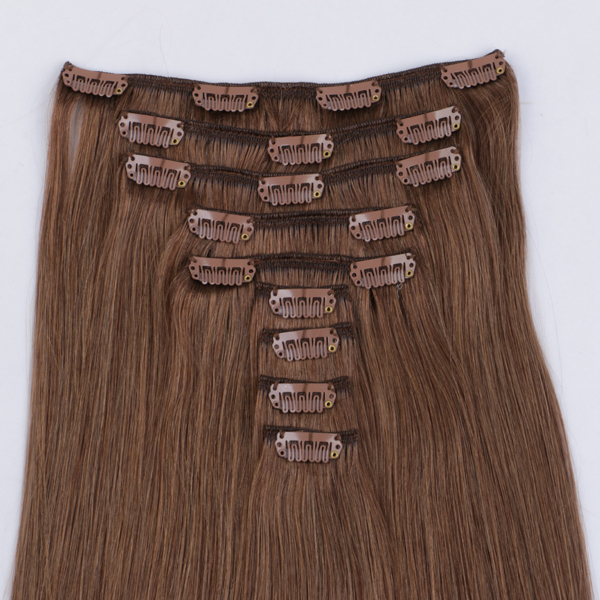  Blonde human clip in hair extensions JF294